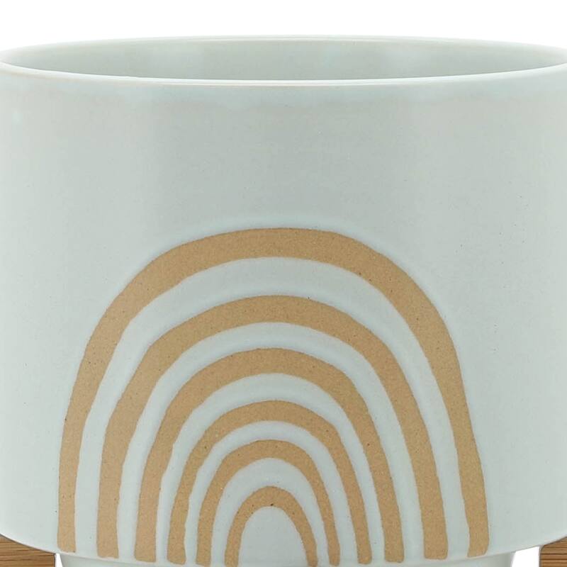 Sagebrook Home Ceramic Rainbow Arch Planter Pot with Stand