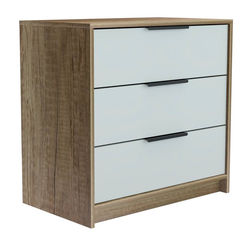 TUHOME Kaia 27-inch Wide Contemporary 3 Drawer Dresser - Beige  White