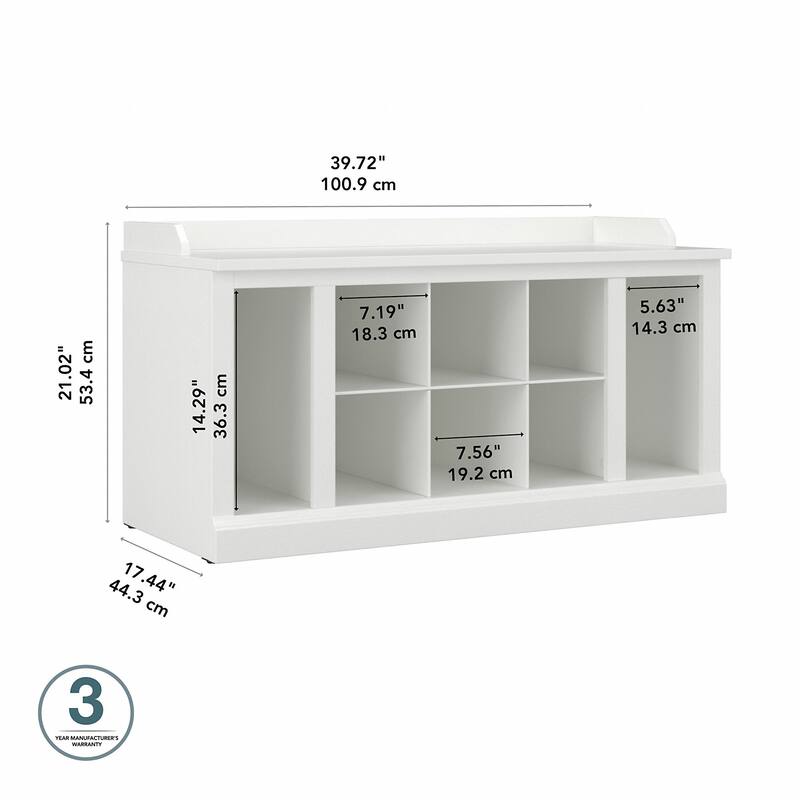 Woodland 40W Shoe Storage Bench with Shelves by Bush Furniture