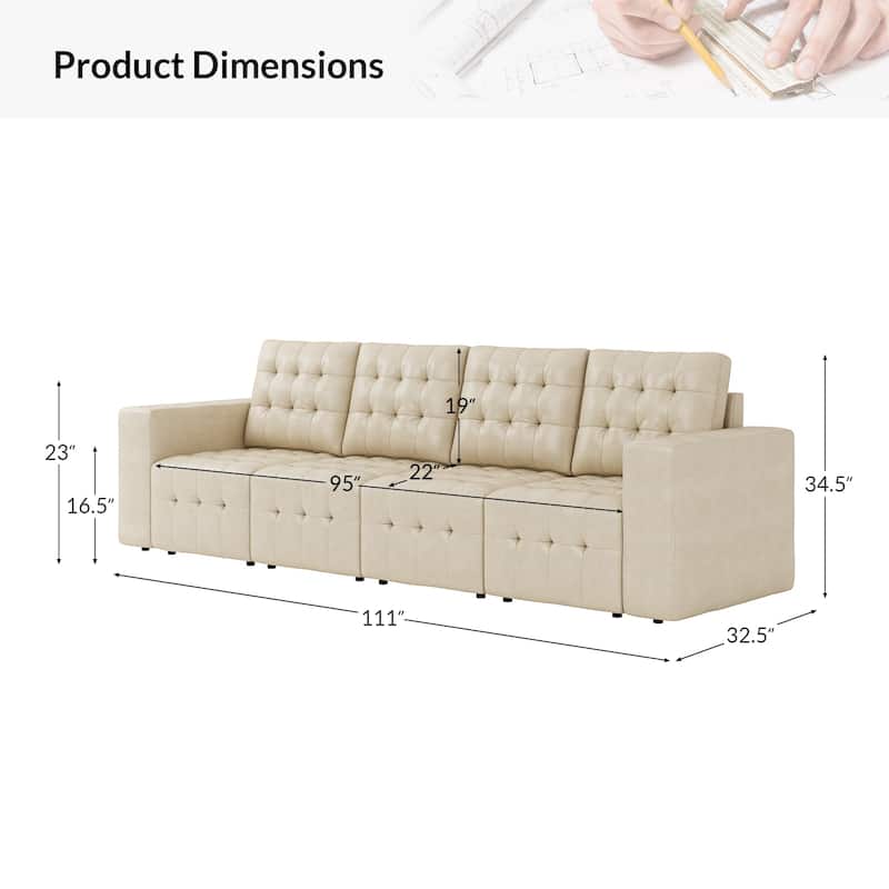 Aurora Genuine Leather Ottoman with Tufted Design by HULALA HOME