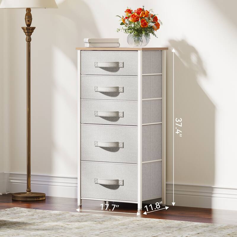 5 Drawers Furniture Storage Chest Grey Wardrobe