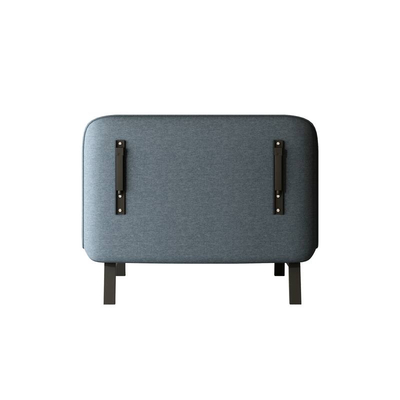 39″ Convertible Chair Bed, Tri-Fold Sofa Bed with Adjustable Backrest & Pillow, Blue+Grey Metal Sleeper Chair