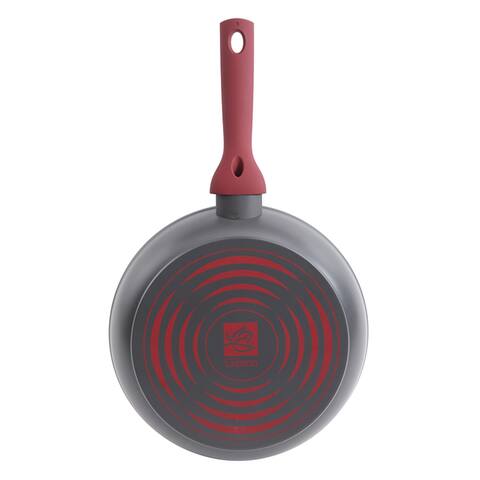 Marengo 12" Nonstick Frying Pan in Red Matte Grey Exterior and Xylan Plus Interior