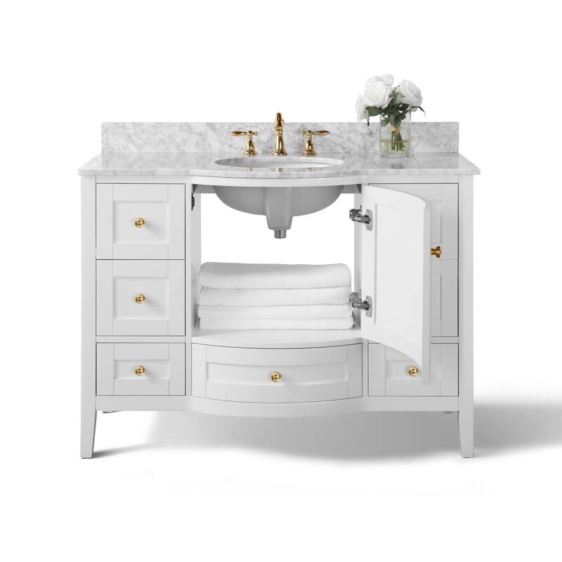 Ancerre Designs Lauren Vanity Set with Carrara White Marble Top