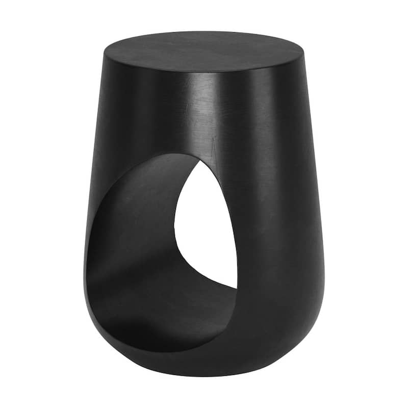 HomeRoots 18" Black Solid Wood Round Mod Geo End Table - 15 in. x 17.7 in. x 13 in.