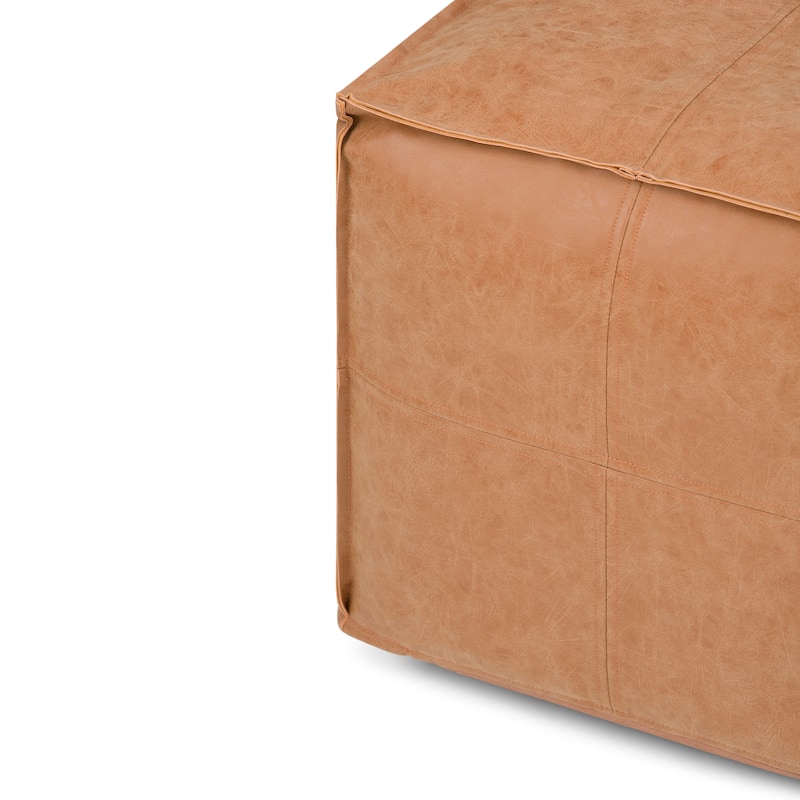 WYNDENHALL Wendal Boho Square Pouf in Faux Leather