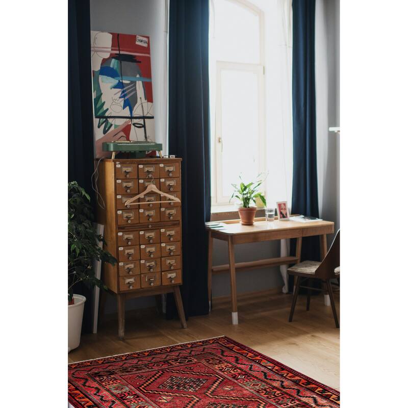 ECARPETGALLERY Hand-knotted Melis Vintage Red Wool Rug - 4'11 x 6'6