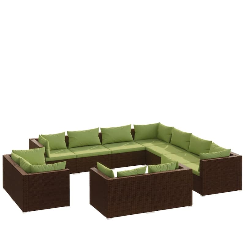 vidaXL Patio Lounge Set Outdoor Sectional Sofa Set Table Garden Poly Rattan - 27.6" x 27.6" x 23.8"