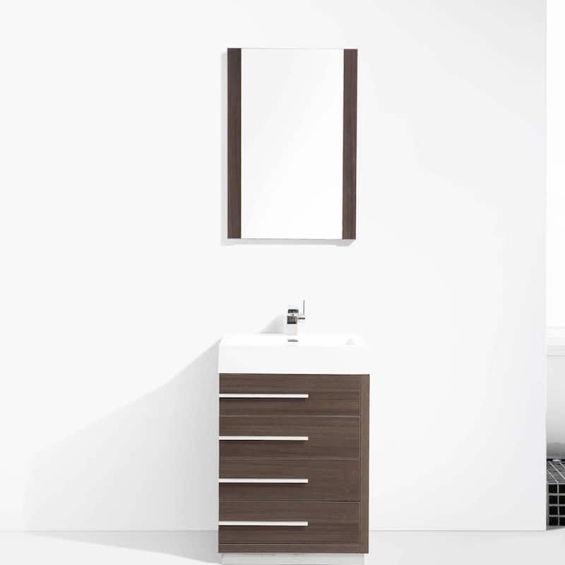 Blossom 24" All-Wood Vanity w/ Acrylic Sink & Mirror, Freestanding