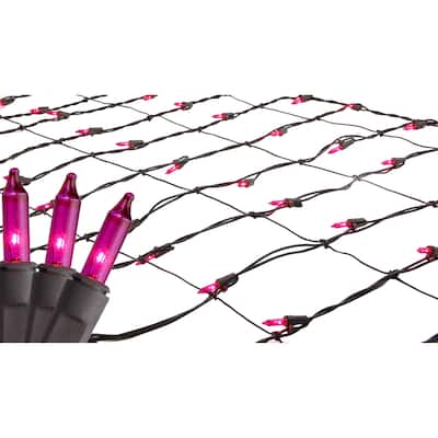 2'x8' Pink Mini Net Style Tree Trunk Wrap Net Lights Brown Wire