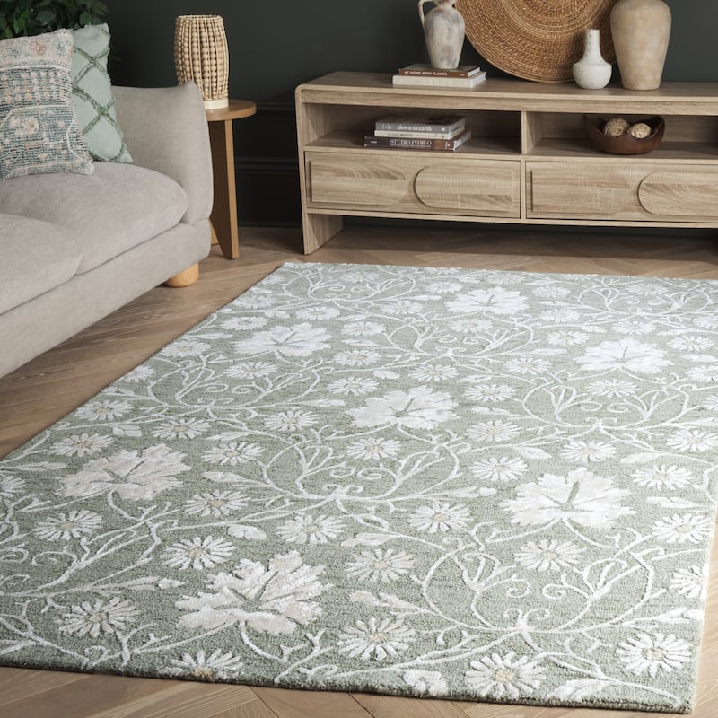 SAFAVIEH Handmade Glamour Hadwiga Wool Rug - 6' x 9' - Sage/Ivory