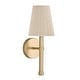 preview thumbnail 1 of 3, 5" W x 14" H 1-Light Wallchiere Sconce in Matte Brass with Tapered Bleached Natural Rope Shade - 6.25"W x 16.75"H x 7"E 6.25"W x 16.75"H x 7"E - Matte Brass