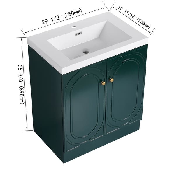 dimension image slide 7 of 9, BNK 24/30/36 inch Freestanding Single Sink Bathroom Vanity with Soft Close Door and Adjustable Shelf