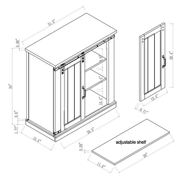 32" Compact TV Stand for 40" TVs w/ Barn Door Design - 32" in Width
