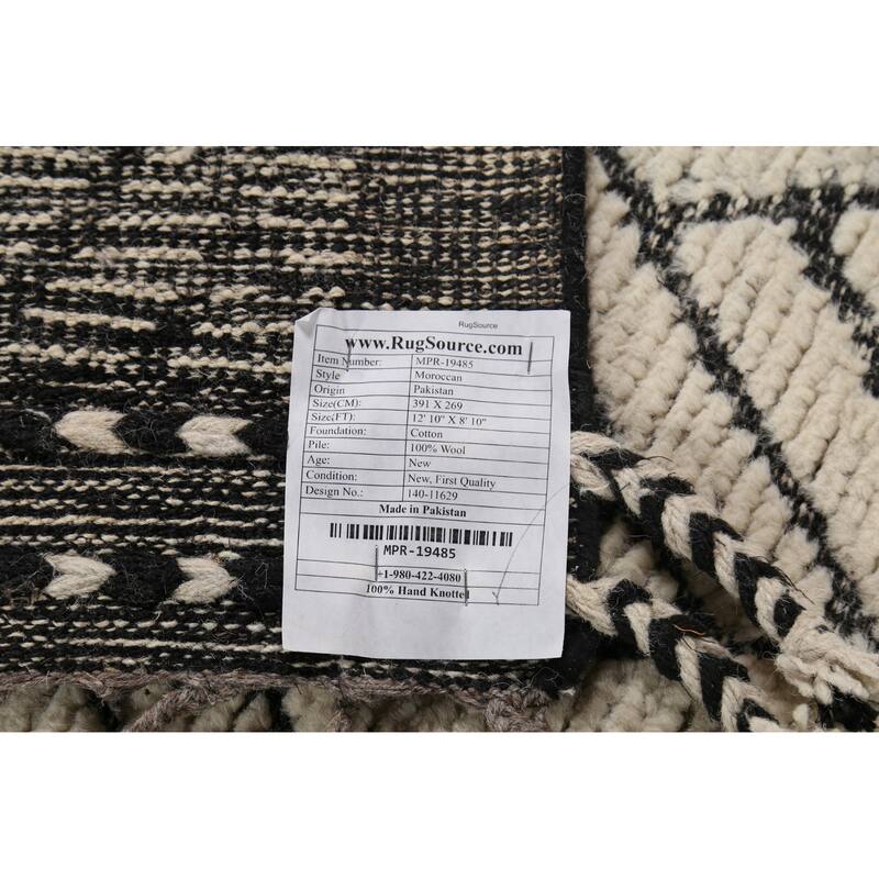 All-Over Chevron Moroccan Oriental Area Rug Hand-Knotted Wool Carpet - 8'10"x 12'10"