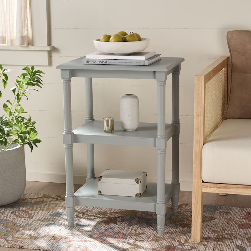 SAFAVIEH Elmira 3-Shelf Accent Table - 19.8" W x 15" L x 30" H - 20"W x 15"D x 30"H - Robins Egg Blue