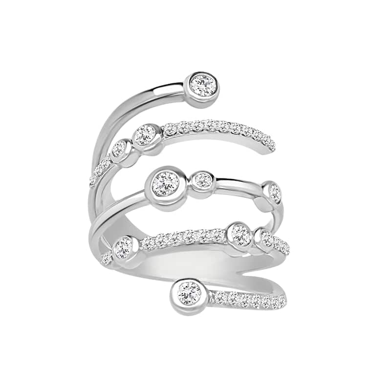 Auriya 14k Gold Lab Grown Round Diamond Bezel and Pavé Spiral Wrap Ring 0.57 ct. tw. (F-G, VS)