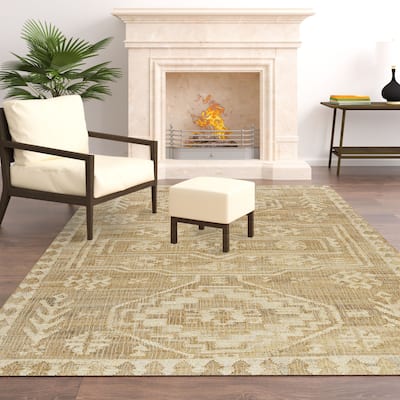 Sevita Brown/Ivory Medallion Indoor Area Rug