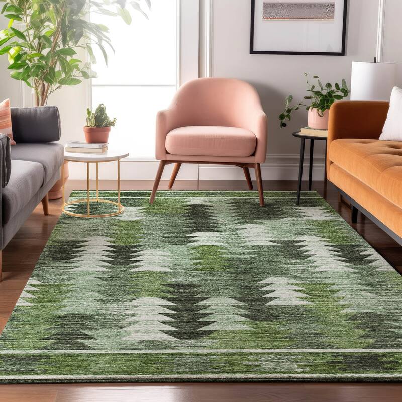 Premium Washable Super Soft Boho Global Mayfield Rug - Olive - 2' 6" x 3' 10" - Rectangle
