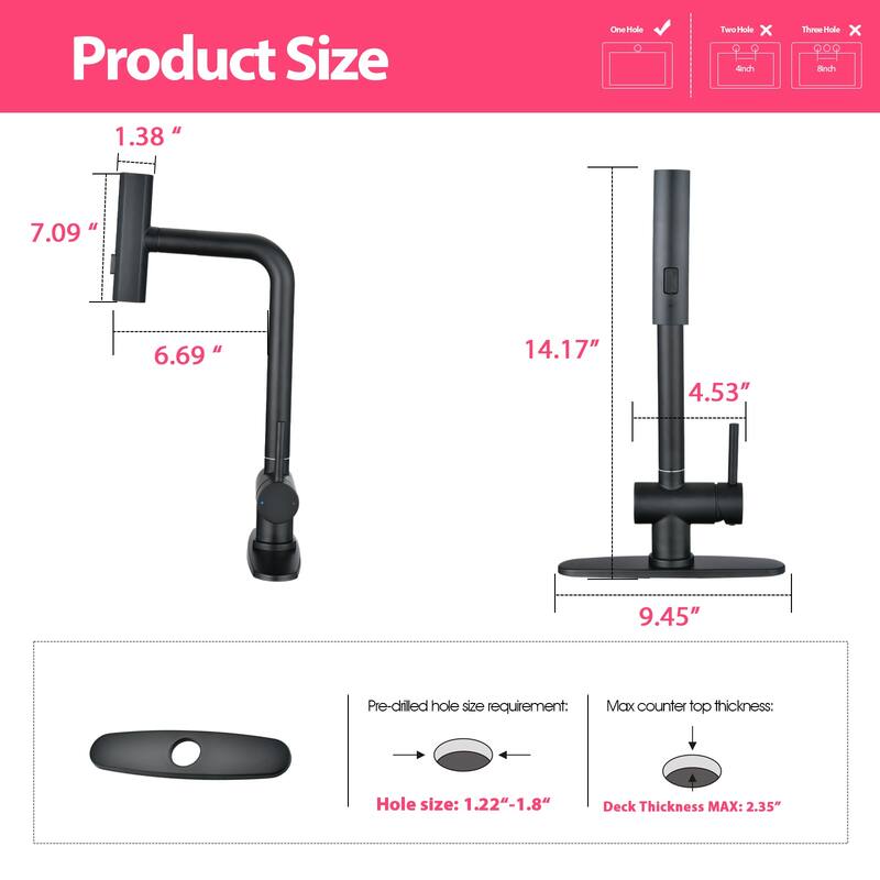 Vanityfair Single-Handle Waterfall Kitchen Faucet with Pull Down Sprayer