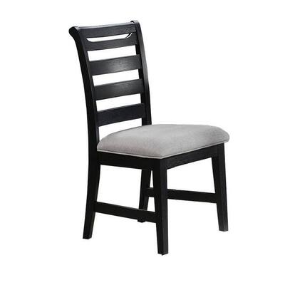 Remus Dining Chair with Ladder Back, Black Rubberwood, Gray Fabric