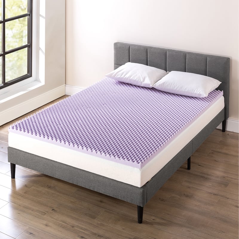 2 Inch Egg Crate Memory Foam Mattress Topper with Soothing Lavender Infusion - Crown Comfort