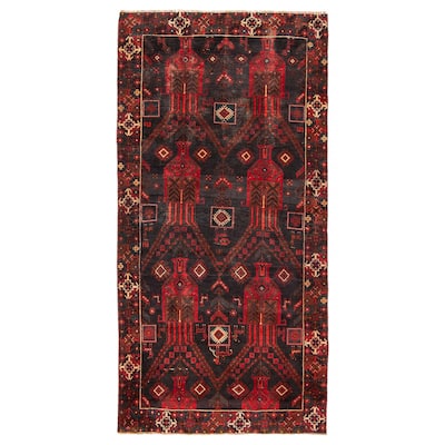 ECARPETGALLERY Hand-knotted Baluch Black Wool Rug - 3'5 x 7'1