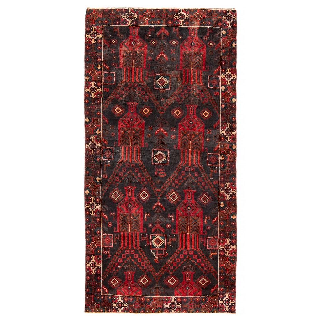 ECARPETGALLERY Hand-knotted Baluch Black Wool Rug - 3'5 x 7'1