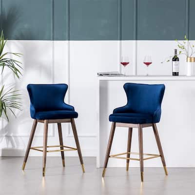 Fabric Upholstered Counter Height Wingback Stools (Set of 2)