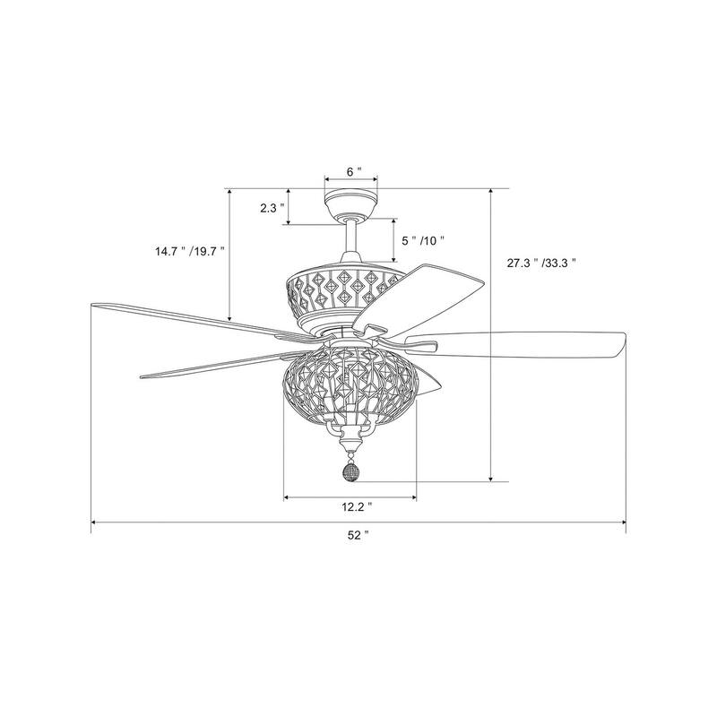 Ariana Chrome 52-inch Indoor Ceiling Fan with Crystal Light Kit