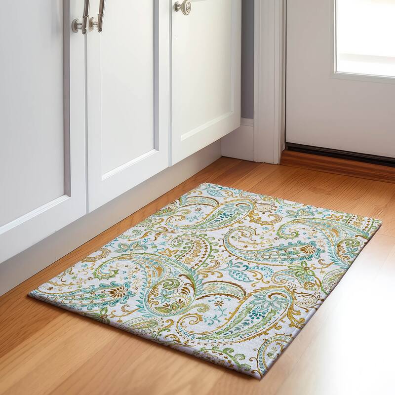 Premium Washable Super Soft Traditional Paisley Mayfield Rug - Ivory - 1' 8" x 2' 6" - Rectangle