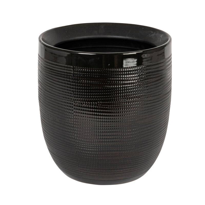 Textured Stoneware Planter, Black - Black