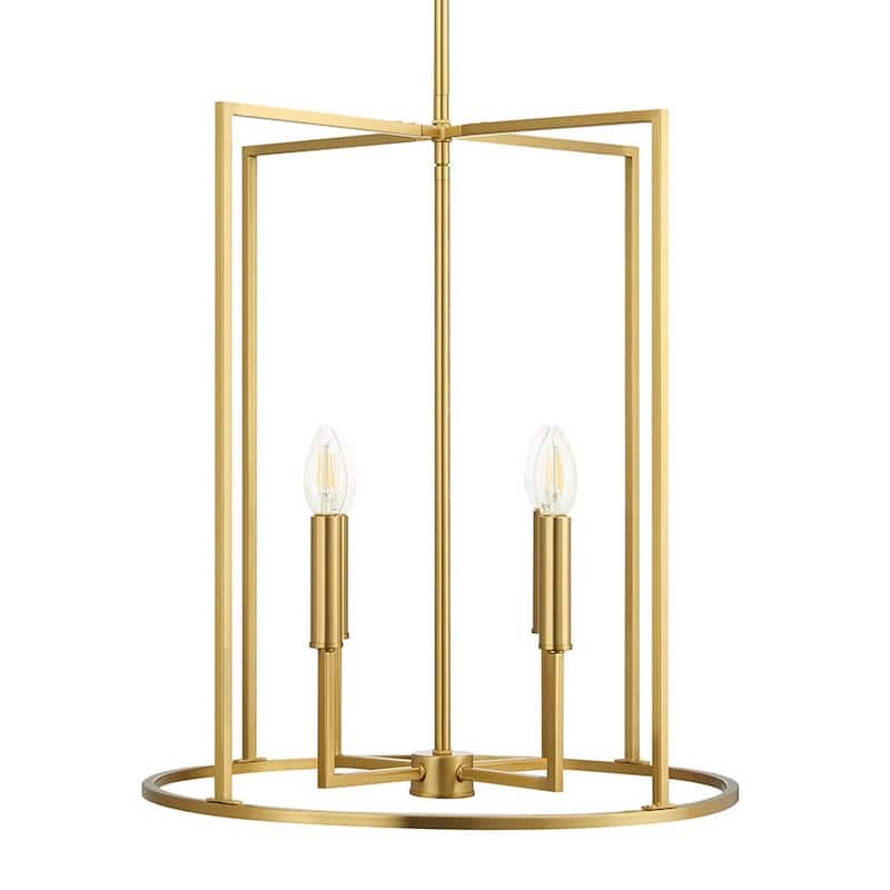 Bellevue SHP71526 4 Light 19" Wide Taper Candle Pendant - Natural Brass