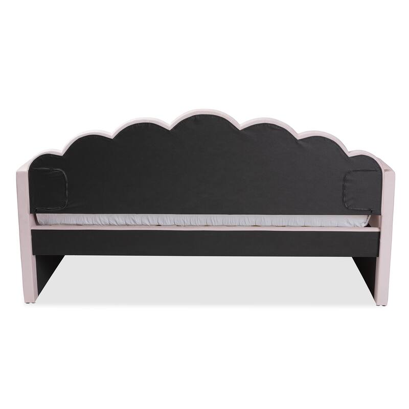 Timila Modern and Contemporary Light Pink Velvet Fabric Upholstered Queen Size Daybed with Trundle