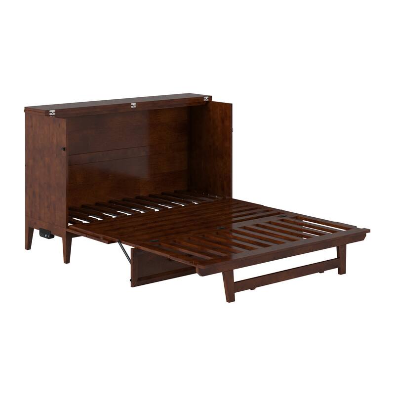 Solid Wood Murphy Bed Chest with Mattress & Charger - Twin, Full Sizes - Space Saving Furniture