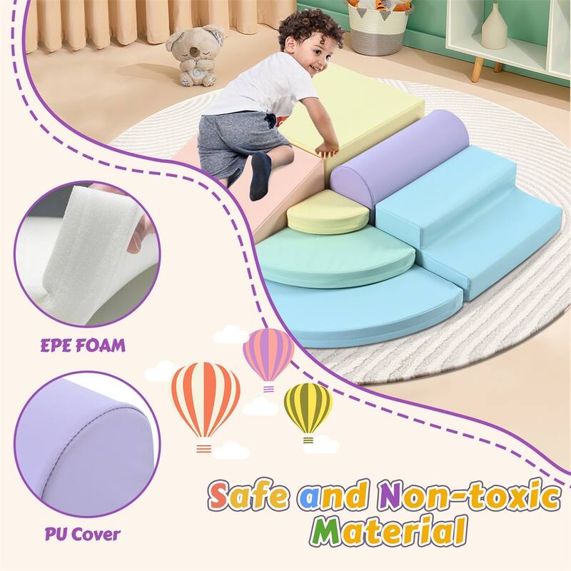 7 Piece Pizza Shape Foam Climbing Blocks for Toddlers