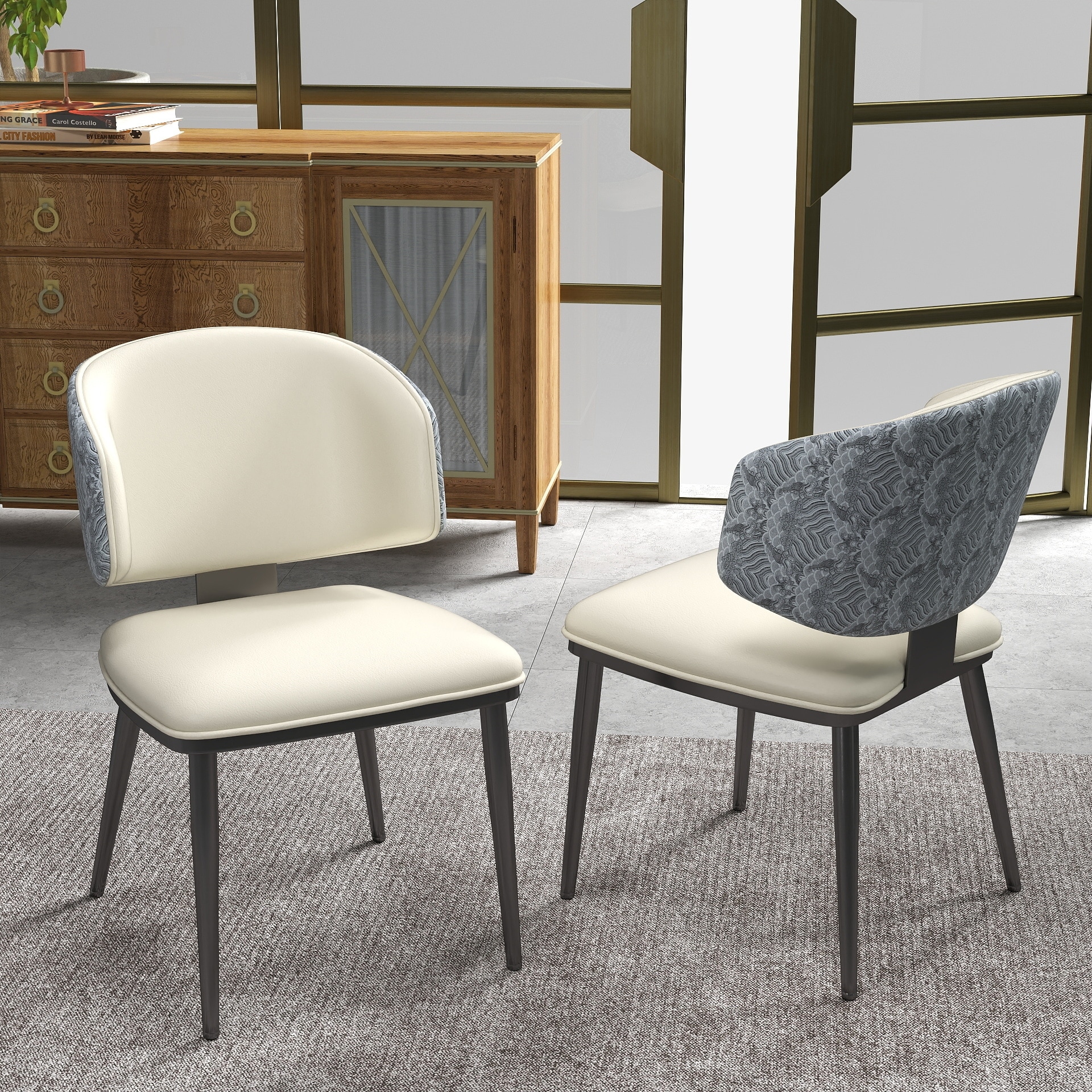 Modern Curved Back Upholstered Side Chair (Set of 2)