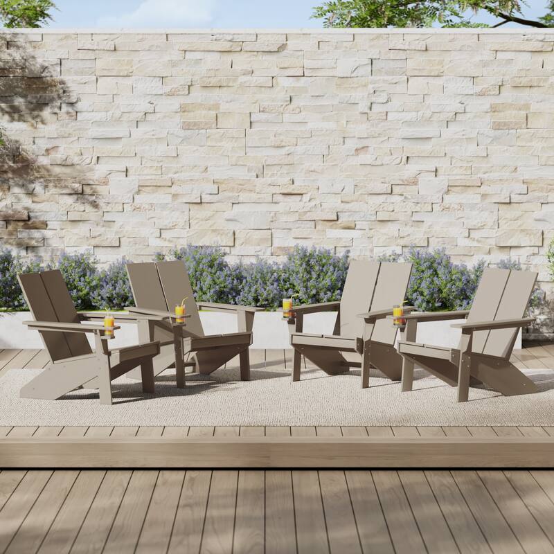 Coastin Modern Poly Adirondack Chair (Set of 4), Black