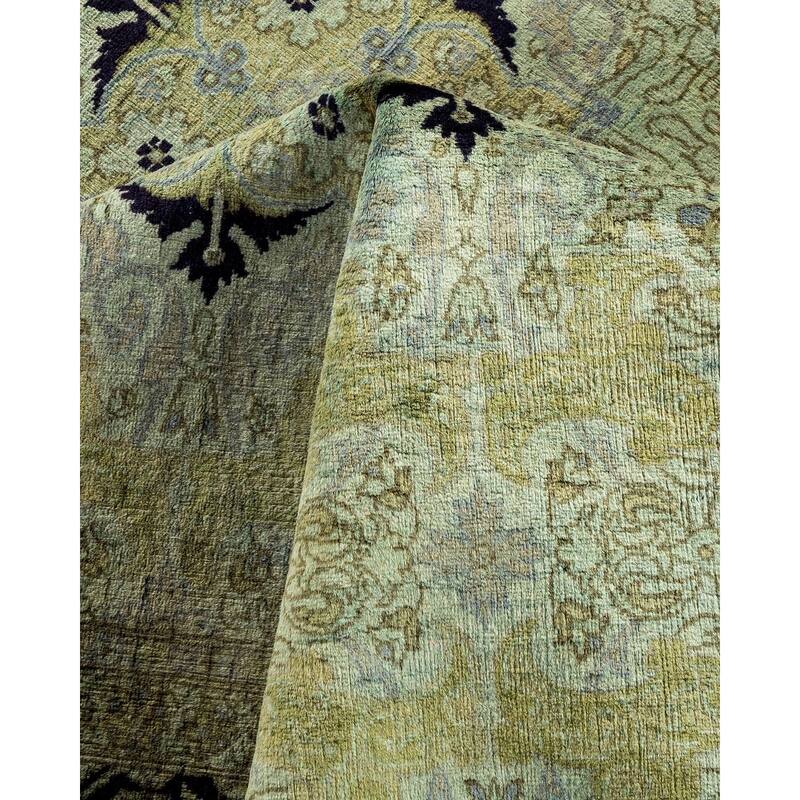 Overton Hand Knotted Wool Vintage Inspired Modern Contemporary Overdyed Gray Area Rug - 6' 1" x 8' 8"