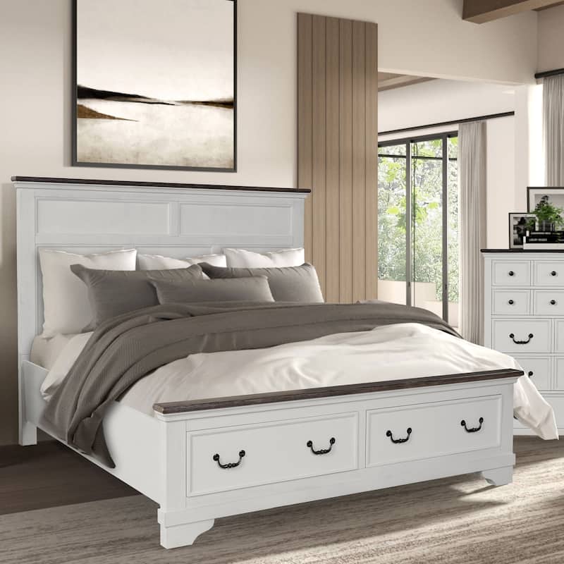 Furniture of America Eryndor Modern White Solid Wood Platform Bed