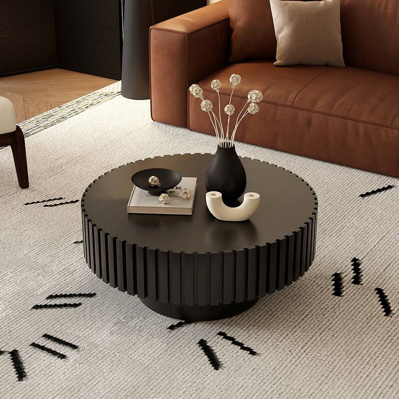 Embossed Decoration Sturdy Base Coffee Table