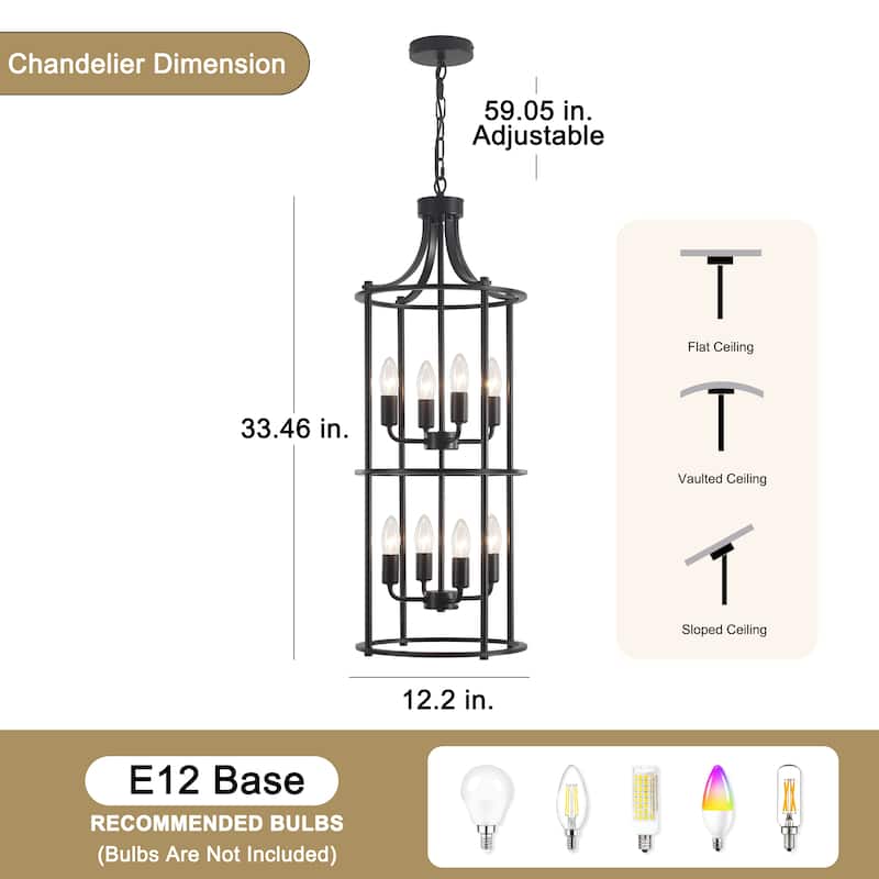 Starsky 8 Light Kitchen Hall Foyer Round Caged Chandelier