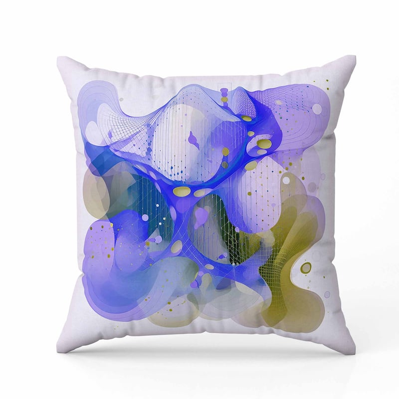 Whimsical Waves Indoor/Outdoor Reversible Throw Pillow Blue and Olive