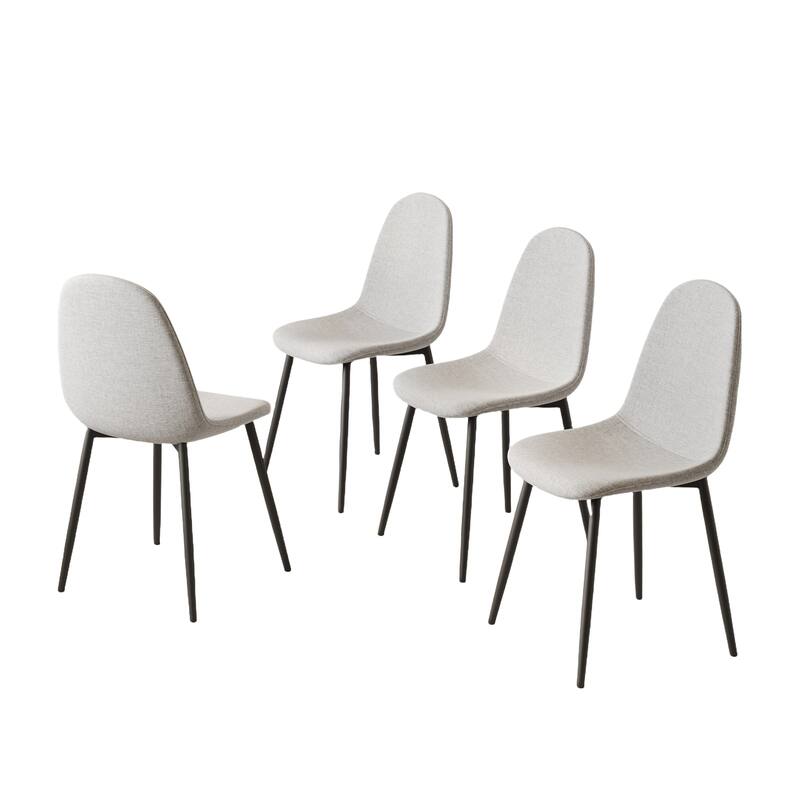 Modern Dining Chairs w/Linen Seats &Black Metal Legs,Home/Office,4 pcs