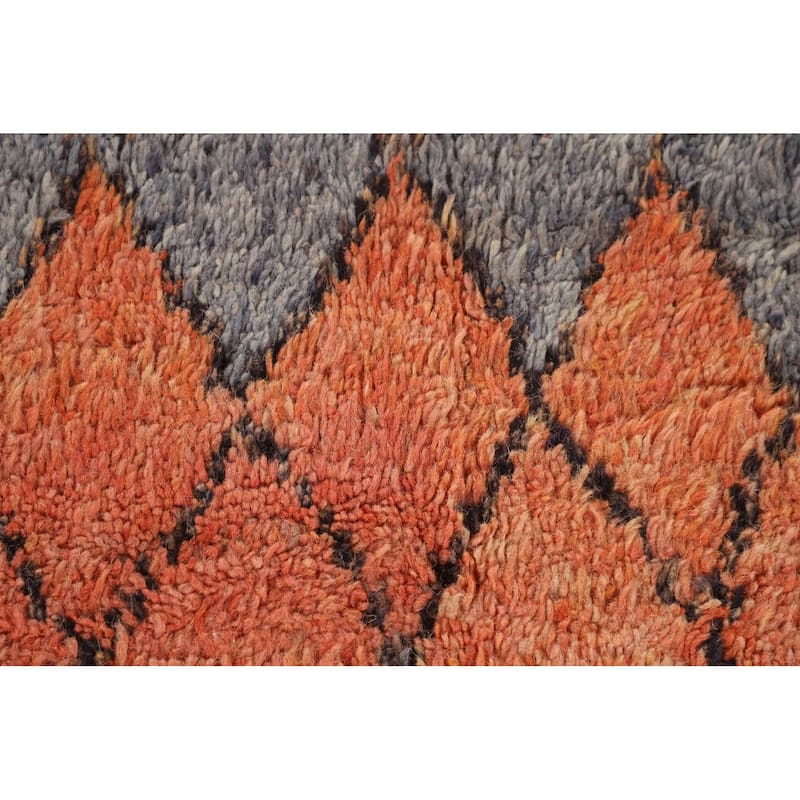 Geometric Coral Moroccan Large Oriental Area Rug Handmade Wool Carpet - 11'4" x 18'6"