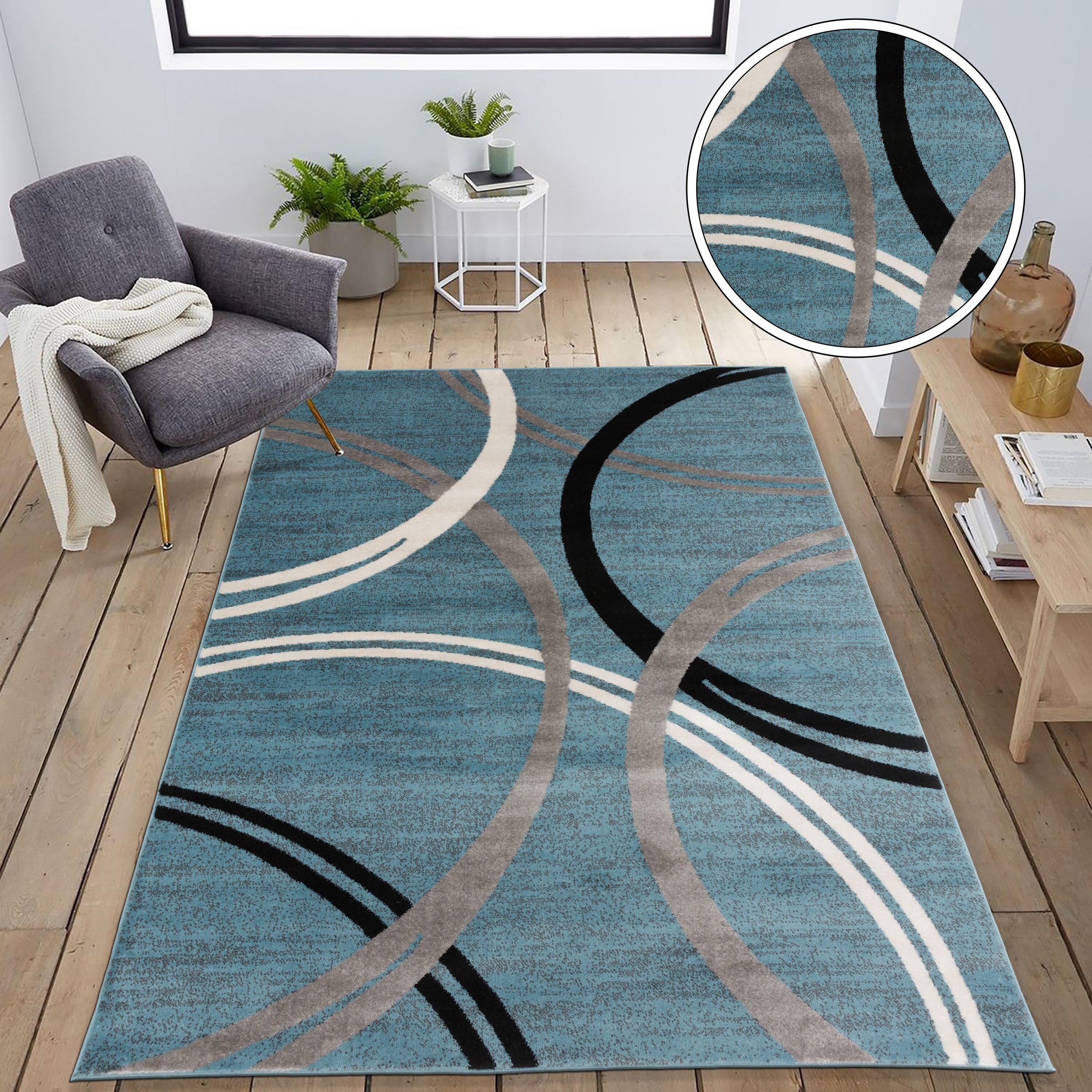 Rugshop Contemporary Abstract Circles Area Rug 6'6 x 9' Yellow 