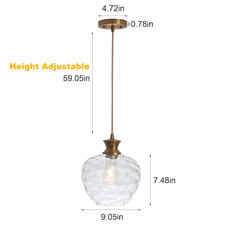 1-Light Pendant Light with Glass Shade for Kitchen Island