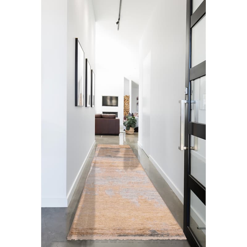 ECARPETGALLERY Hand-knotted Legacy Brown Silk, Wool Rug - 2'7 x 16'0