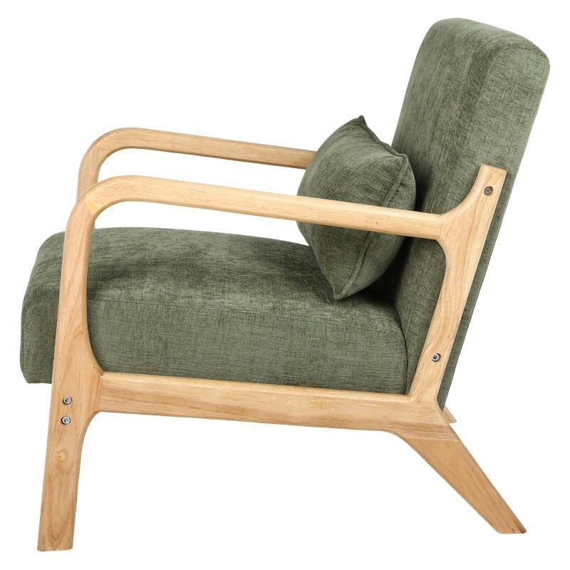 Mid-Century Modern Accent Chair with Solid Wood Frame and Detachable Lumbar Pillow for Living Room or Bedroom
