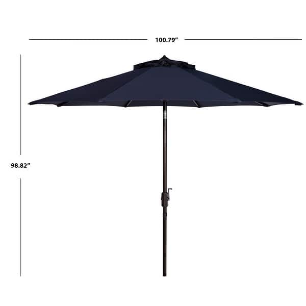 SAFAVIEH UV Resistant Ortega 9 Ft Auto Tilt Crank Navy Umbrella - On ...